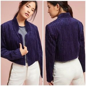 Anthro Cartonnier Royal Purple Ribbed Cord Blazer